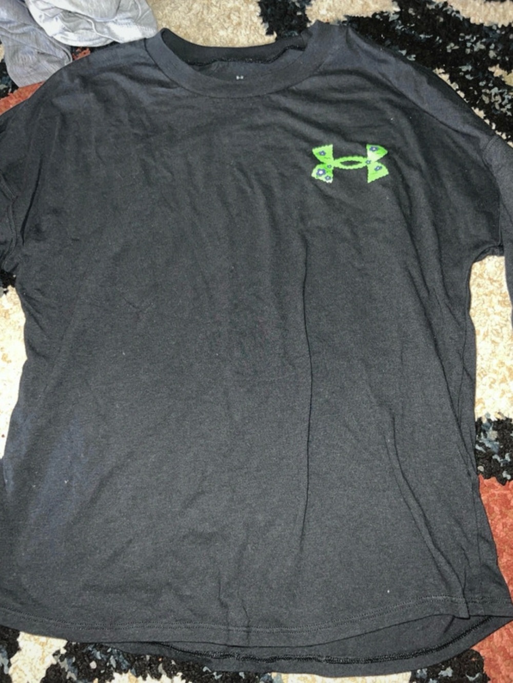 Under Armour Black Long Sleeve Tee with Green Logo